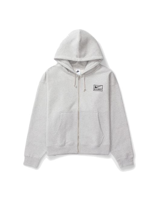 Nike X Stussy Ss24 Full-Zip Fleece Hoodie in Gray for Men | Lyst