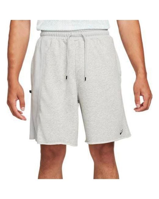 Nike White Durant French Terry Breathable Sports Drawstring Solid Color Splicing Embroidered Alphabet Loose Shorts for men
