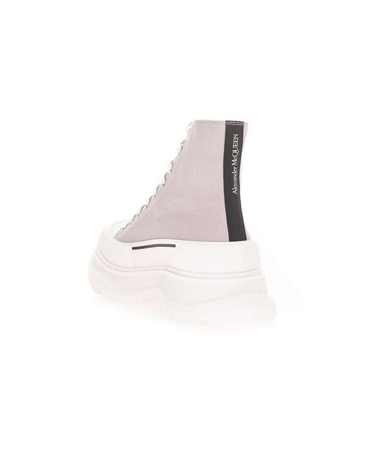 McQueen Gray Canvas Tread Slick High Top Sneakers for men