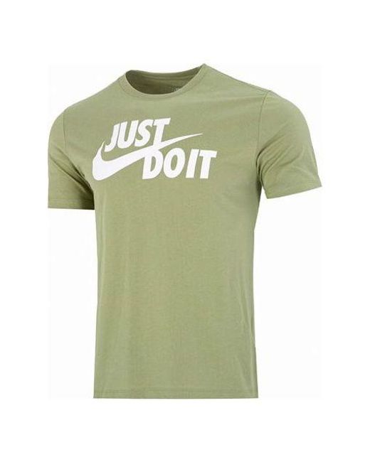 Nike Large Alphabet Logo Printing Breathable Round Neck Casual Sports Short Sleeve Green T-shirt for men