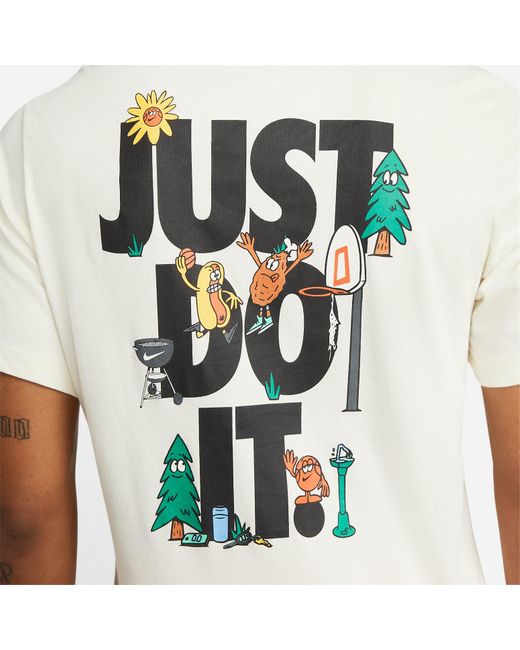 Nike White Dri-Fit Just Do It Graphic T-Shirt 'Coconut Milk' for men