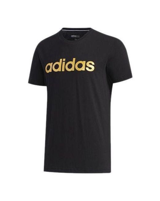 Adidas Black Neo Sports Round Neck Logo Printing Short Sleeve for men
