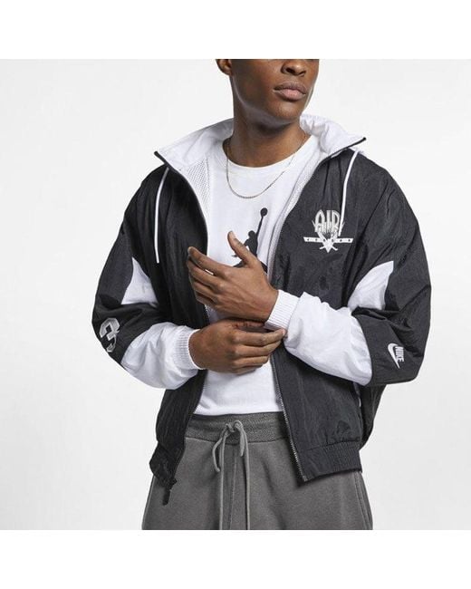 Nike Black Air Aj9 Woven Colorblock Hooded Jacket for men