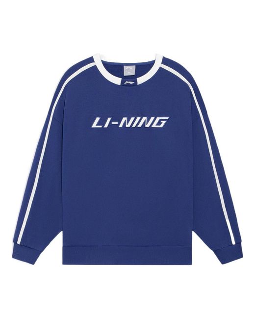 Li-ning Blue Striped Graphic Sweatshirt for men