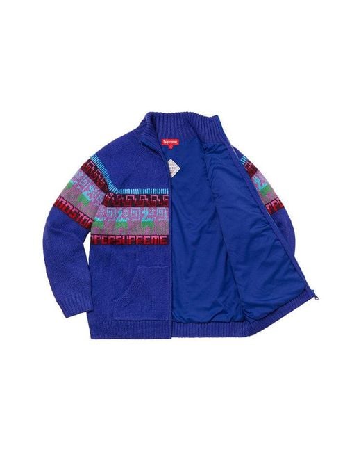 Supreme Blue Chullo Windstopper Zip Up Sweater for men