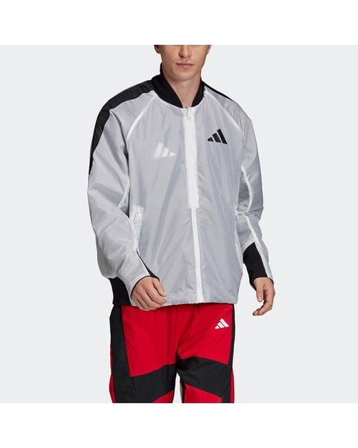 Adidas Blue M Vrct Oversize Double Sided Sports Logo Jacket for men