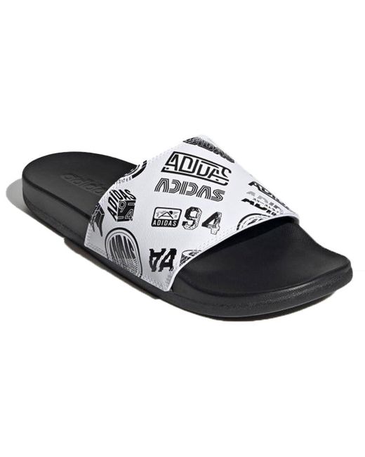 Adidas Black Adilette Comfort Slide 'All Over Logos for men