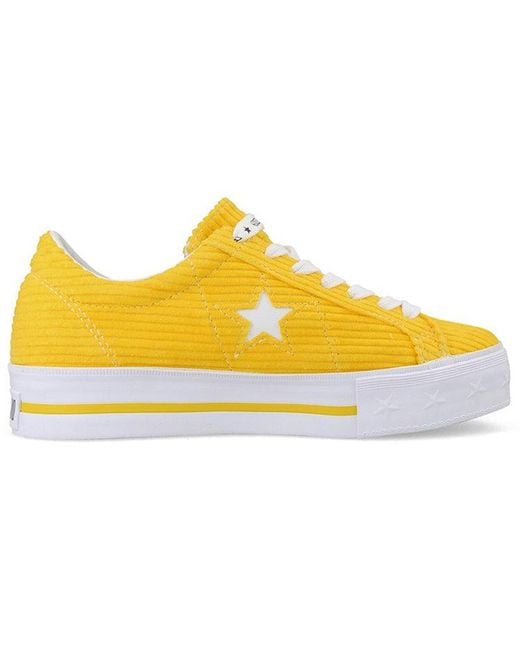 Converse Yellow (Wmns) Mademe X One Star Platform Suede Ox 'Vibrant'