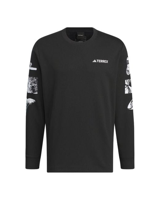 Adidas Black National Geographic Aeroready Graphic Long Sleeve Tee Asia Sizing for men