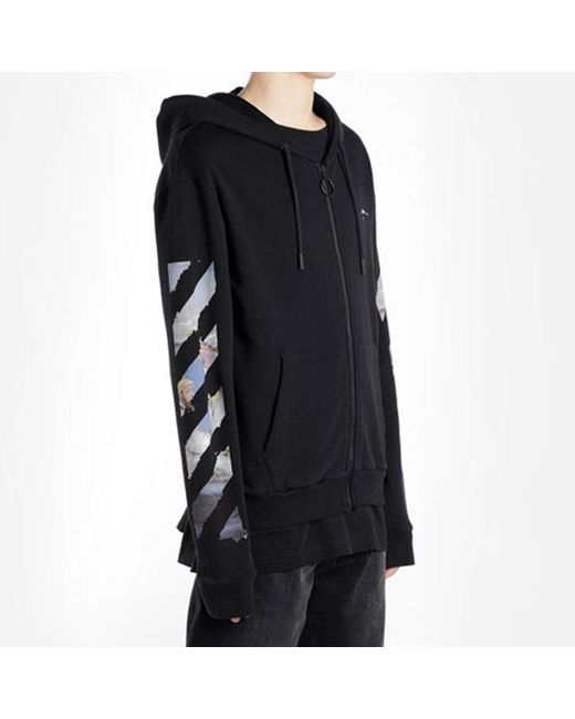 Off-White c/o Virgil Abloh Black Diagonal Arrow Print Zipped Cotton