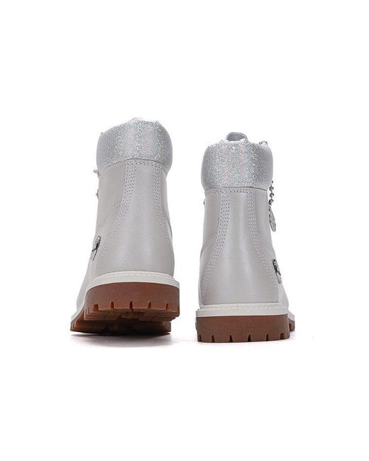 Timberland Gray (Wmns) Heritage 6 Inch Waterproof Boots 'Light Full Grain With Collar'