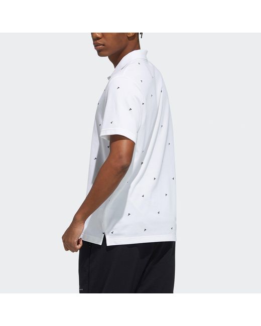 Adidas White Fi Polo Aop Logo Printing Training Sports Short Sleeve Polo Shirt for men