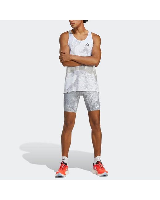 Adidas White Adizero Singlet for men