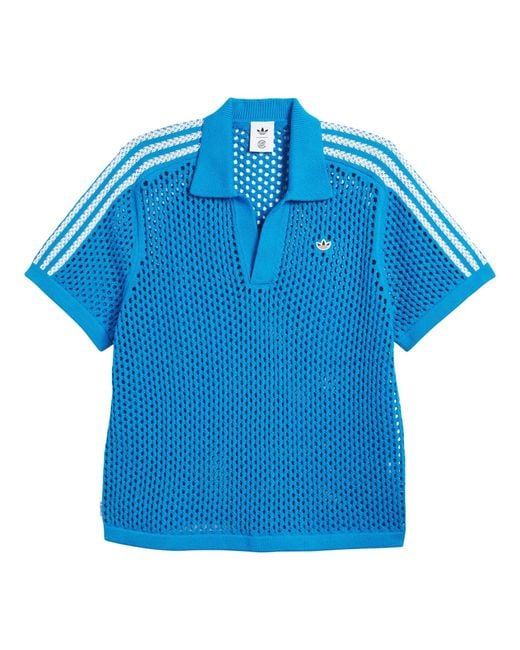 Adidas Blue X Clot Fw24 Crochet Polo Shirt Asia Sizing 'Bright' for men