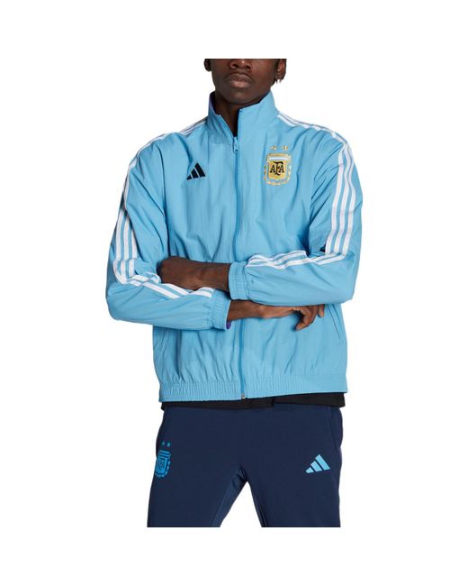 Adidas Blue Argentina Anthem Jacket Sports Soccer Running Top for men