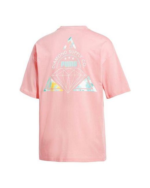 PUMA Pink Alphabet Printing Short Sleeve for men