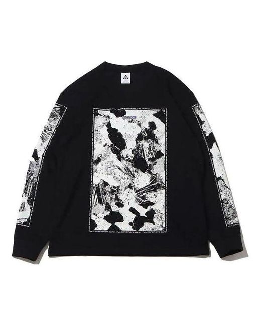 Nike Black Ss22 Acg Large Abstract Rock Pattern Printing Round Neck Pullover for men