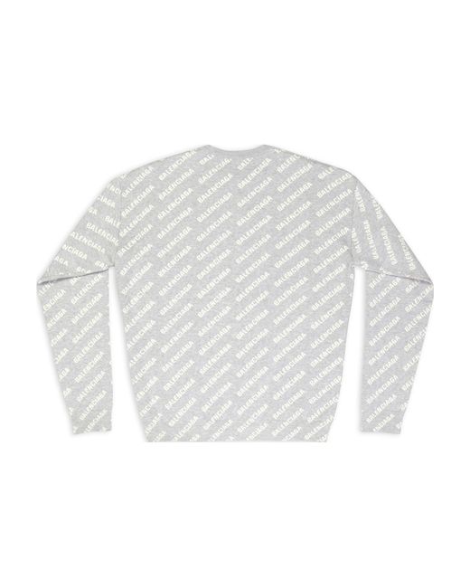 Balenciaga White All Over Logo Crewneck Sweater 'Light' for men