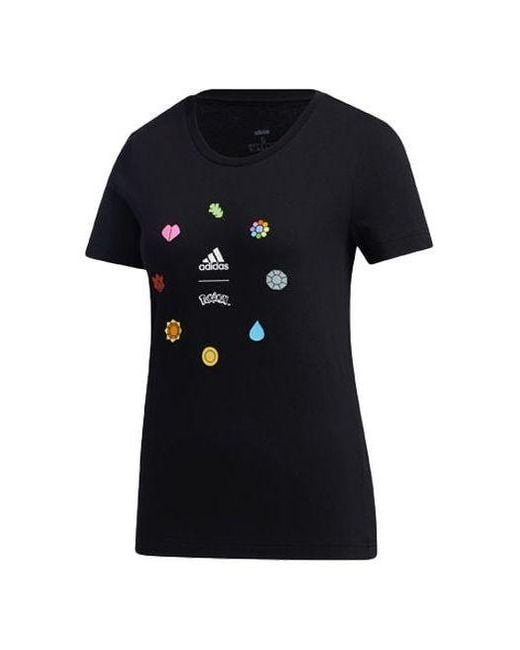 Adidas Black (Wmns) X Pokemon Crossover Printing Training Sports Short Sleeve