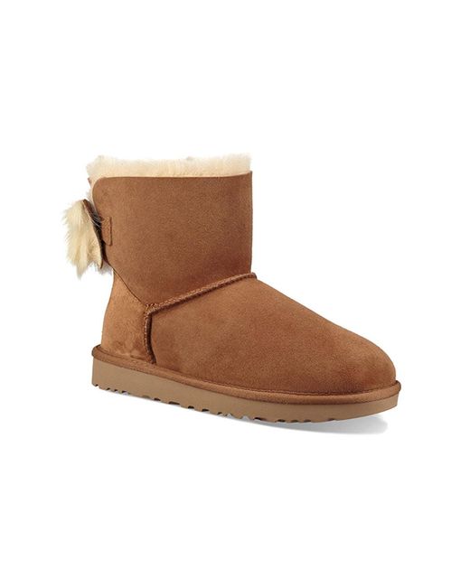 Ugg Fluff Bow Mini Fleece Lined Brown