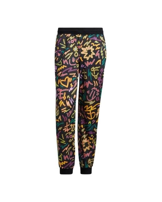 Adidas Black Originals Geometry Pattern Full Print Printing Stripe Casual Pants/Trousers for men