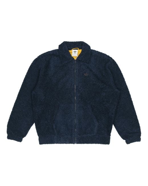 Adidas Blue Originals Embroidered Logo Lapel Lamb's Wool Sports Jacket for men