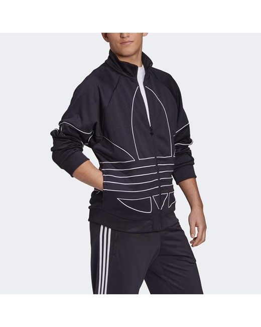 Adidas Blue Originals Large Stand Collar Casual Sports Jacket for men