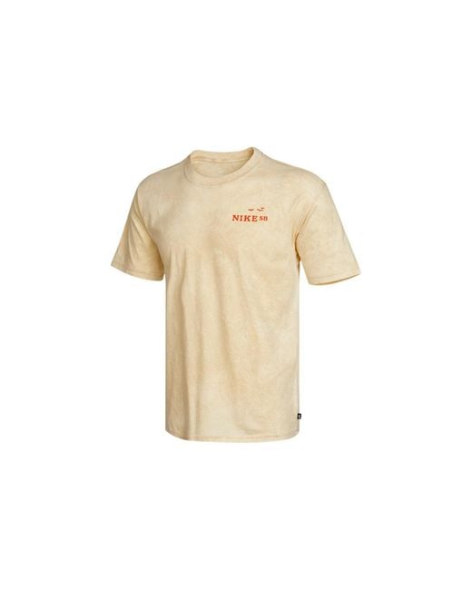 Nike Natural Sb Back Printing Washed Sports Skateboard Short Sleeve for men