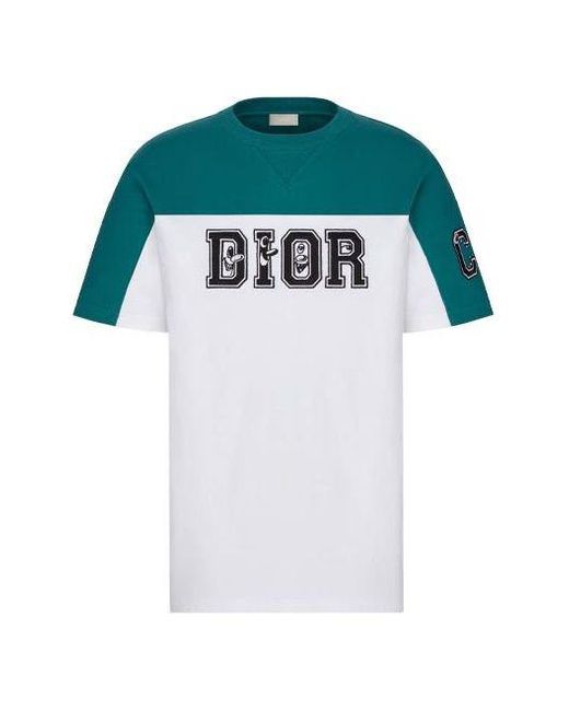 Dior Blue X Kenny Scharf Crossover Ss21 Knit Colorblock Short Sleeve for men