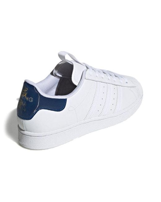 Adidas White Originals Superstar Retro Low Top Skate Shoes for men