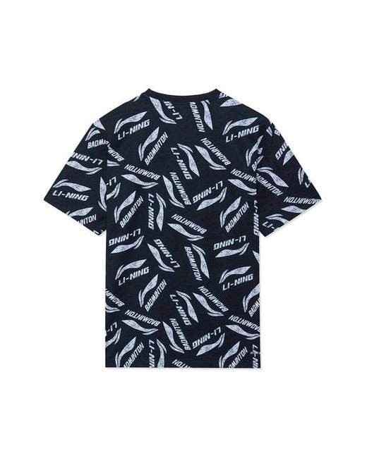 Li-ning Blue All-Over Print Quick-Drying T-Shirt for men