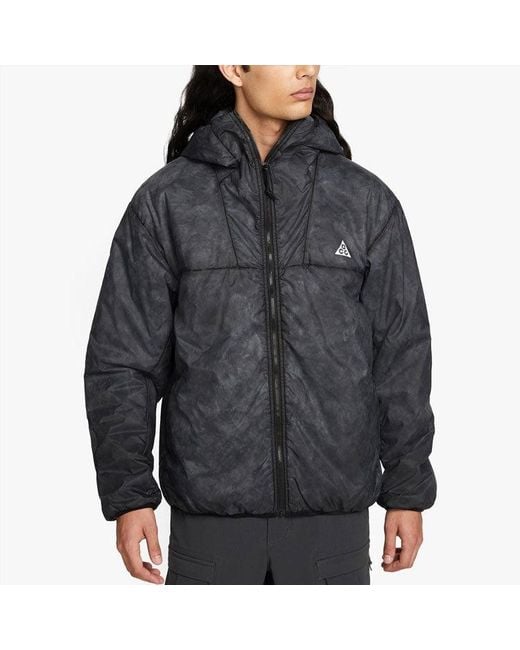 Nike Black Acg Therma-Fit Adv Rope De Dope Solid Color Zipper Hooded Long Sleeves Jacket for men