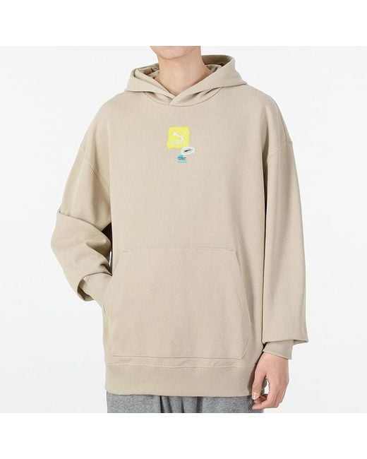 PUMA White Oversize Trend Graphic Logo Hoodie for men