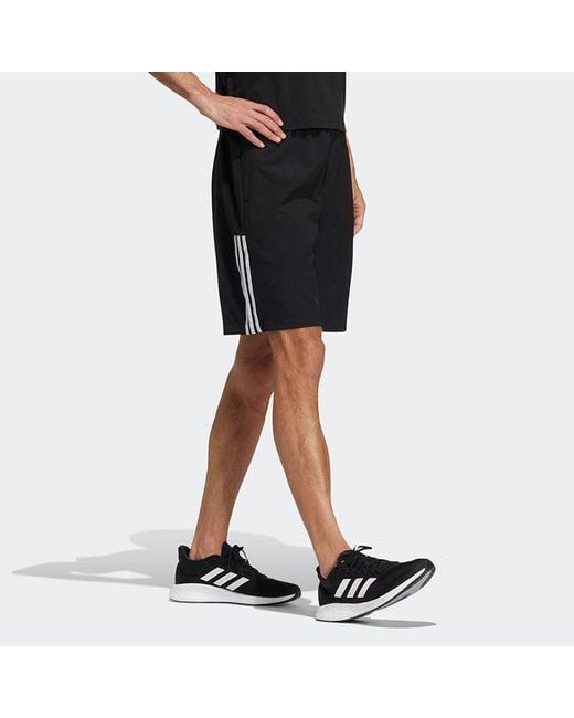 Adidas Black Fi Lib Wvsh Contrasting Colors Stripe Training Sports Woven Shorts for men