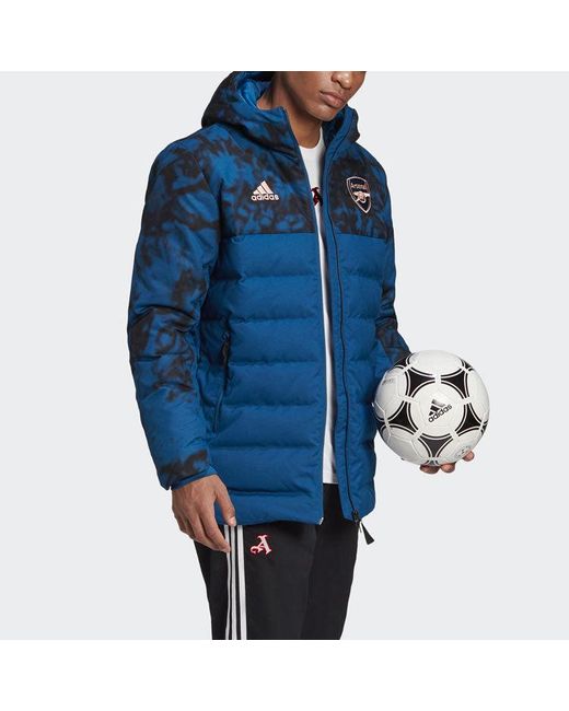 Adidas Blue Arsenal Soccer/Football Sports Hooded Down Jacket for men