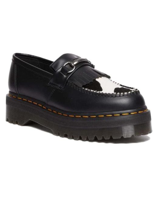 Dr. Martens Black Dr.Martens Adrian Snaffle Hair On & Leather Cow Print Kiltie Loafers