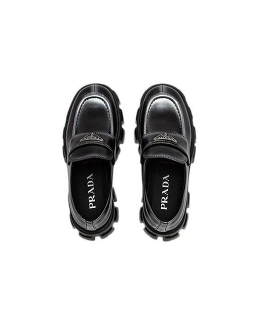 Prada Black (Wmns) Monolith Brushed Leather Loafers Spray'
