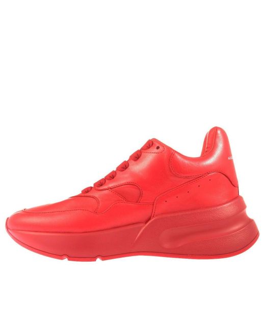 Alexander McQueen Red Oversized Runner Low Top Leather Sneakers With Mesh