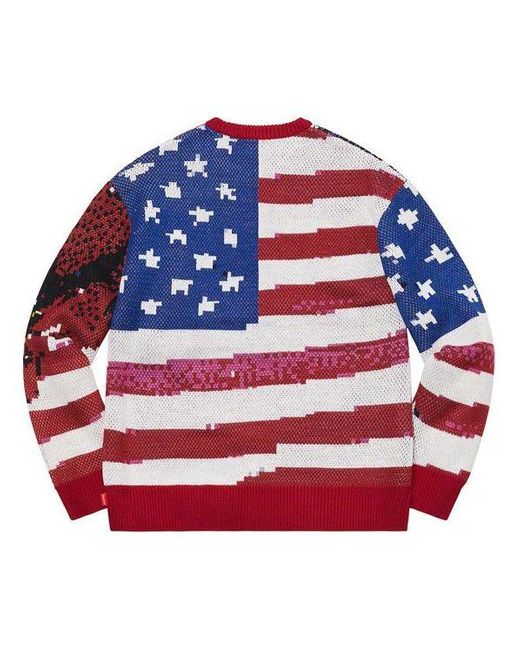 Supreme Red Digital Flag Sweater for men