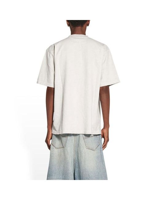 Balenciaga White Property Vintage T-Shirt Large Fit for men