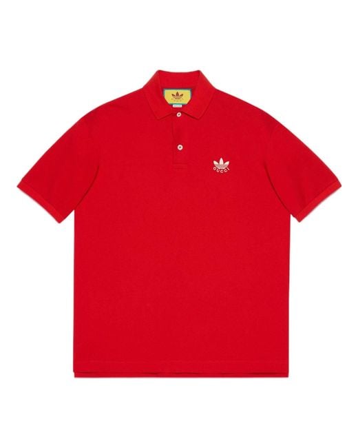 Gucci Red X Adidas Cotton Piquet Polo
