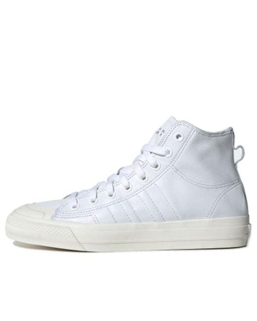 Adidas White Nizza Rf Hi Recon Leather 'Triple' for men