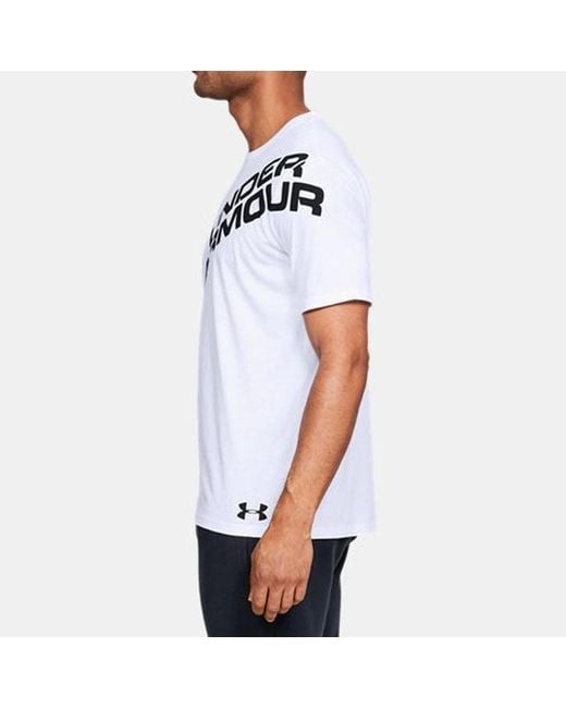 Under Armour White Wordmark Shoulder Short Sleeve for men