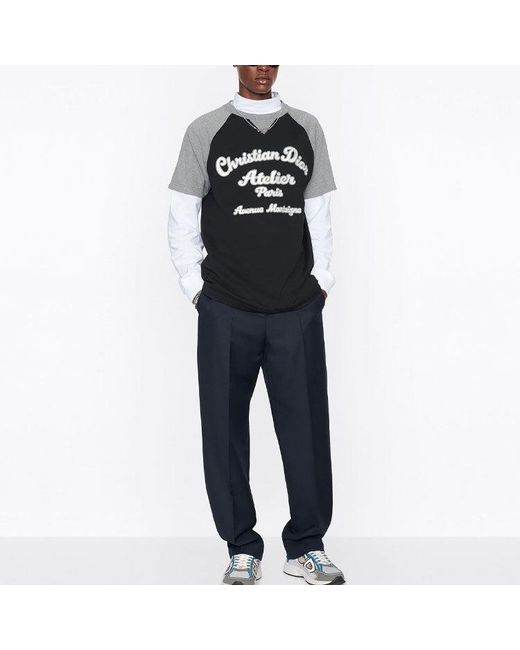 Dior Black Ss22 Alphabet Pattern Loose Short Sleeve T-Shirt for men