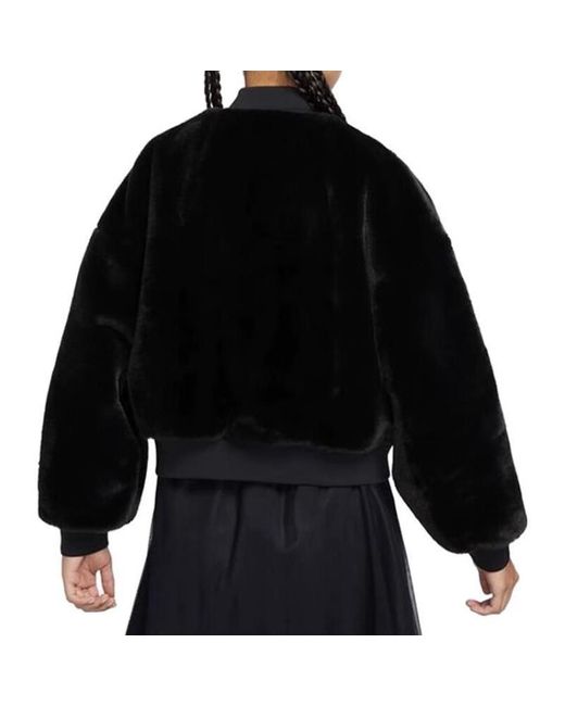 Nike Black (Wmns) Sportswear Reversible Faux Fur Bomber Jacket