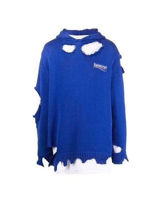 Balenciaga Blue Political Campaign Destroyed Hoodie