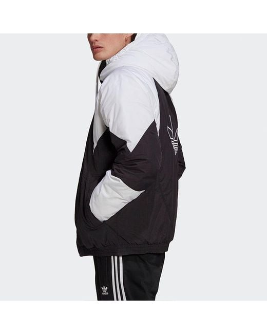 Adidas Black Originals Padded Adicolor Stay Warm Colorblock Sports Hooded Padded Jacket for men