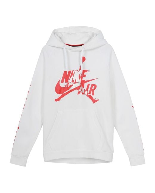 Nike White Jumpman Classics Logo Printing Fleece Lined Stay Warm Pullover for men