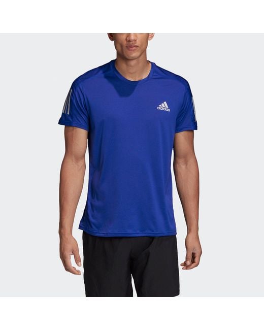 Adidas Blue Own The Run Tee Training Sports Reflective Stripe Short Sleeve for men