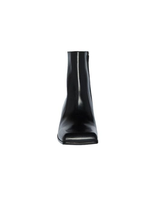 Balenciaga Black Square Toe Ankle Boots Leather' for men